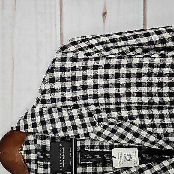 NWT Sanctuary Black White Gingham Buffalo Plaid Check Boyfriend Blazer - Large - Picture 6 of 14